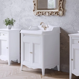 TW Veronica, База с раковиной Simas AR824bix1 68x54см с 1отв. под смеситель, 2 расп. дверки, доводч. Blum, ручки: Riflesso бронза, цвет: bianco (VER2068-B+AR824bix1 комплект)
