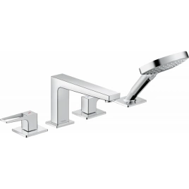 Hansgrohe Metropol Смеситель на борт ванны на 4 отв, излив 197мм, с ручным душем 3jet, цвет: хром (74553000)