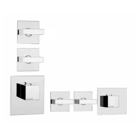 Bossini Rectangular Термостат для душа, встраиваемый (внешняя часть), с девиаторм/запорным вентилем на 2 - 4 выхода, уст-ка верт/гор, цвет: хром (Z033203.030)