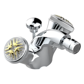 THG HIRONDELLES GOLD STAMPED Смеситель для биде на 1 отверстие, двухвентильный, с донным клапаном, цвет хром (A4L-A02-3202)