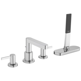 HANSGROHE FINORIS Смеситель на борт ванны на 4 отверстия, с ручным душем и коробом sBox, цвет хром (76444000)