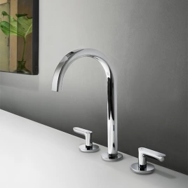 Fantini Icona Deco Смеситель для раковины, 3 отв, с нажимн. донным клапаном, излив 160мм, цвет: хром (53 02 R107)