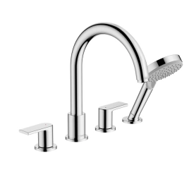 Hansgrohe Vernis Shape Смеситель на борт ванны, на 4 отверстия, излив 211мм, с ручным душем, цвет: хром (71459000)
