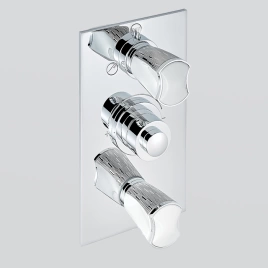 THG PORCELAIN BLANCHE DECOR PLATINE Смеситель для душа встраиваемый, термостатический, с запорным вент и переключ на 2 потока, внешн часть, цвет хром (U2E-A02-5540BE)
