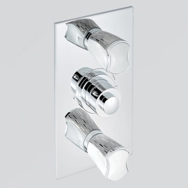THG PORCELAIN BLANCHE DECOR PLATINE Смеситель для душа встраиваемый, термостатический, с 2 запорными вентилями, внешняя часть, цвет хром (U2E-A02-5400BE)