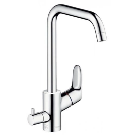 Hansgrohe Focus Смеситель для кухни, на 1 отв, поворотный излив 204мм, h283мм, 1jet, с запорным вентилем, цвет: хром (31823000)