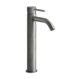 GESSI 316 Смеситель для раковины на 1 отверстие, высокий, h=305мм, без донного клапана, излив 123мм, цвет: steel brushed (54409#239)