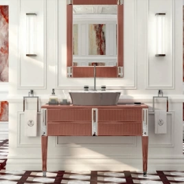 OASIS RIALTO Консоль под раковину 1160х510х800 мм, напольная, 1 ящик, столешница, фурнитура хром, цвет Marsala глянцевый (0RICC116VLCR240)
