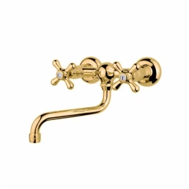 Nicolazzi Nuova Brenta Смеситель для раковины с 2мя ручками, настенный, цвет: Gold Brass (2505GB)
