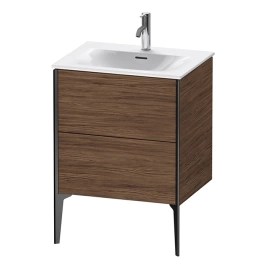 Duravit XViu Тумба подвесная 591x610x480мм, для раковины 234463, 2 ящика, цвет: walnut dark/черный матовый (XV43000B221)