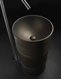 Раковина Kerasan Artwork свободностоящая BARREL d 45 H 90 см без отв под смеситель слив в пол цвет Бургундский матовый (4742K75)