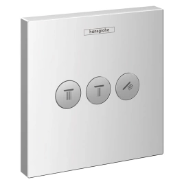 Hansgrohe ShowerSelect Встраиваемый запорный вентиль с кнопками, на 3 источника (внешняя часть), цвет: хром (15764000)