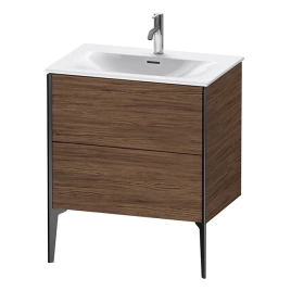Duravit XViu Тумба подвесная 591x710x480мм, для раковины 234473, 2 ящика, цвет: walnut dark/черный матовый (XV43010B221)