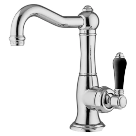 Nicolazzi Ceramica Nera Смеситель для раковины однорычажный, с донным клапаном, ручки черная керамика, цвет: хром (3452CR76BC)