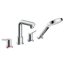 Hansgrohe Talis S Смеситель на борт ванны на 4 отв, излив 200мм, с ручным душем 1jet, цвет: хром (72419000)
