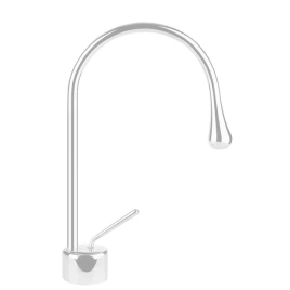 Gessi Goccia Смеситель для раковины на 1 отверстие, излив 174мм R=90, с фиксированным носиком, цвет: белый (33802#279)