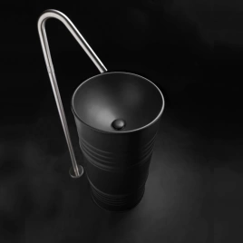 Kerasan Artwork Раковина свободностоящая BARREL d 45,H 90 см, без отв под смеситель. слив в стену, цвет Nero matt  (474331)