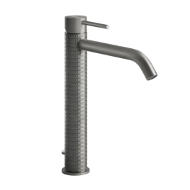 GESSI 316 Смеситель для раковины на 1 отверстие, высокий h=305мм, с донным клапаном, излив 156мм, цвет: steel brushed (54203#239)