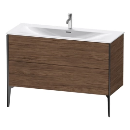 Duravit XViu Тумба подвесная 591x1210x480мм, для раковины 234412, 2 ящика, цвет: walnut dark/черный матовый (XV43040B221)