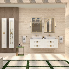 OASIS PRESTIGE Столешница мраморная 1730х550х20 мм, с 2 отверстиями для раковин и смесителей, мрамор Bianco carrara (0PRMT1722LBC)