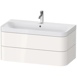 Duravit Happy D.2 Plus Тумба подвесная с умывальником 975х490х468 мм, с 1 отв под смесит, 2 ящика, выпуск и сифон в комплекте, цвет белый глянцевый (HP4348O2222)