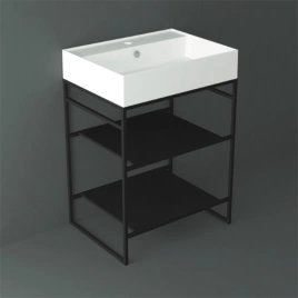 SIMAS AGILE Структура металлическая 61x46xh72 см, напольная, для раковины AG61, с 2 полками, цвет черный матовый (AGSA61)