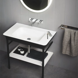 Agape Novecento XL Консоль под раковину с полкой 85.2x49.7x72.7 см, цвет: матовый темный серый (ACER1072G)