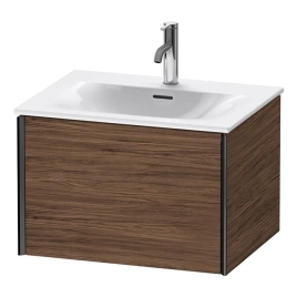Duravit XViu Тумба подвесная 610x800x480мм, для раковины 234463, 1 ящик, цвет: walnut dark/черный матовый (XV40320B221)