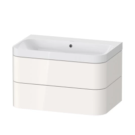 Duravit Happy D.2 Plus Тумба подвесная с умывальником 775х490х468 мм, без отв под смесит, 2 ящика, выпуск и сифон в комплекте, цвет белый глянцевый (HP4347N2222)