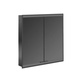 EMCO Prime2 Зеркальный шкаф 600xh700мм с подсветкой, встраиваемый, 2 двери, 2 полки, розетка, цвет: черный (9497 060 33)