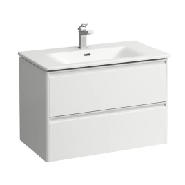 LAUFEN PALACE Комплект мебели 800х450х545 мм, с раковиной Slim, 2 ящика, органайзер для ящика, ручка анодированный алюминий, цвет белый глянцевый (8.6070.5.261.104.1)