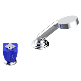 THG PETALE DE CRISTAL BLEU Смеситель на борт ванны на 2 отверстия, прогрессивный, без излива, цвет хром (U6B-A02-6532/60A)