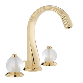 THG MANDARINE CRISTAL SATIN Смеситель для раковины на 3 отверстия, с донным клапаном, цвет полированное золото (U1E-F01-151)
