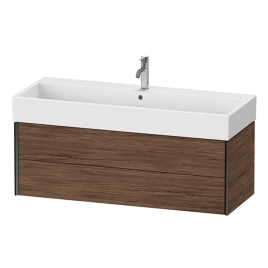 Duravit XViu Тумба подвесная 397x1184x454мм, для раковины 235012, 2 ящика, цвет: walnut dark/черный матовый (XV43380B221)