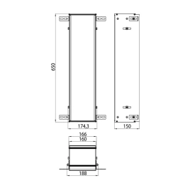 EMCO Asis монтажная рама 174x650 мм, для встраиваемых модулей 150 (9740 000 41)