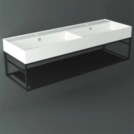 SIMAS AGILE Структура металлическая 141x46xh28 см, подвесная, для раковины AG141, с 1 полкой, цвет черный матовый (AGSS141D)