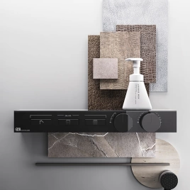 Gessi Hi-Fi Термостат для душа, с включением до 3 источников одновременно (внешняя часть), цвет: Black Metal PVD (63014#706)