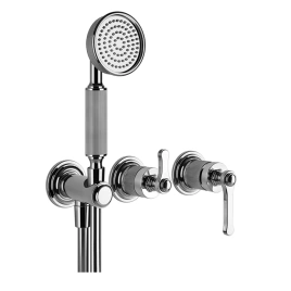 GESSI VENTI20 Смеситель встраиваемый, однорычажный, с переключателем на 2 положения, с ручным душем и шлангом 1500 мм, внешняя часть, цвет хром (65036#031)