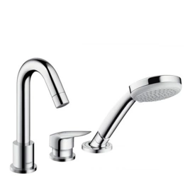 Hansgrohe Logis Смеситель на борт ванны, на 3 отв, излив 111мм, с ручным душем 2jet, цвет: хром (71310000)