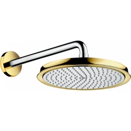 HG Raindance Classic Air Верхний душ 1jet (RainAir), d240мм, с настенным держателем 390 мм, шарнирное соединение, G1/2, цвет: хром/золото (27424090)