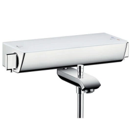 Hansgrohe Ecostat Select Термостат настенный для ванны на 2 источника, с изливом 216мм, с полочкой из безопасного стекла, цвет белый/хром (13141400)