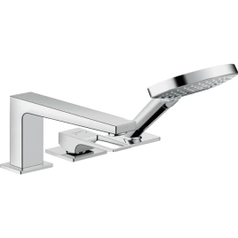 Hansgrohe Metropol Смеситель на борт ванны на 3 отв, излив 197мм, с ручным душем 3jet, цвет: хром (74551000)