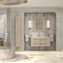 OASIS PRISMA DELUXE Зеркало 800х1000х24 мм, профиль золото, внешняя отделка стекло Lino глянцевый (0PRSP100080VLOR764)