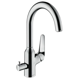 Hansgrohe Focus M42 Кухонный смеситель на 1 отв, однорычажный, поворотный излив 224мм, h221мм, 1jet, с запорн.вентилем, цвет: хром (71803000)