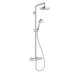 HG Croma Select S Душевая система Showerpipe: верх.душ 180 2jet, ручн.душ, шланг, термостат для душа, цвет: белый/хром (27253400)