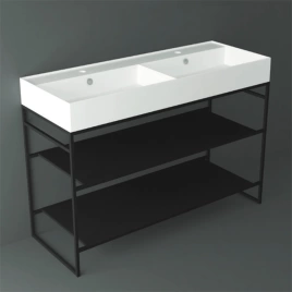 SIMAS AGILE Структура металлическая 121x46xh72 см, напольная, для раковины AG121, с 2 полками, цвет черный матовый (AGSA121)