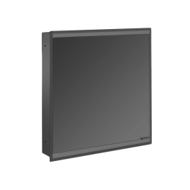 EMCO Prime2 Зеркальный шкаф 600xh700мм с подсветкой, встраиваемый, 1 дверь, L, 2 полки, розетка, цвет: черный (9497 050 31)
