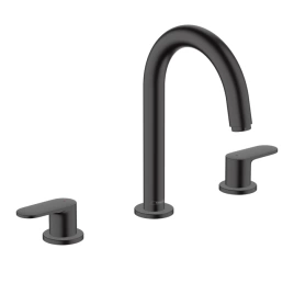 Hansgrohe Vernis Blend Смеситель для раковины, на 3 отв, с донным клапаном, излив 166мм, h151мм, цвет: матовый черный (71553670)