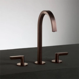 Fantini Icona Deco Смеситель для раковины, 3 отв, с нажимн. донным клапаном, излив 160мм, цвет: матовая медь (53 P9 R107)