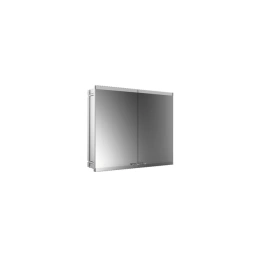 EMCO Evo Зеркальный шкаф 800xh700мм с подсветкой, встраиваемый, 2 двери, 2 полки, розетка, алюминий (9397 081 14)